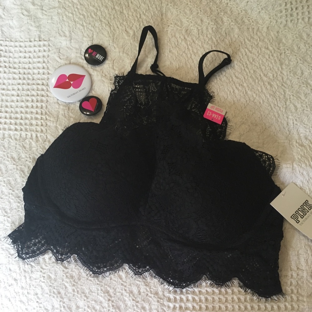 NWT high neck lace push up bralette